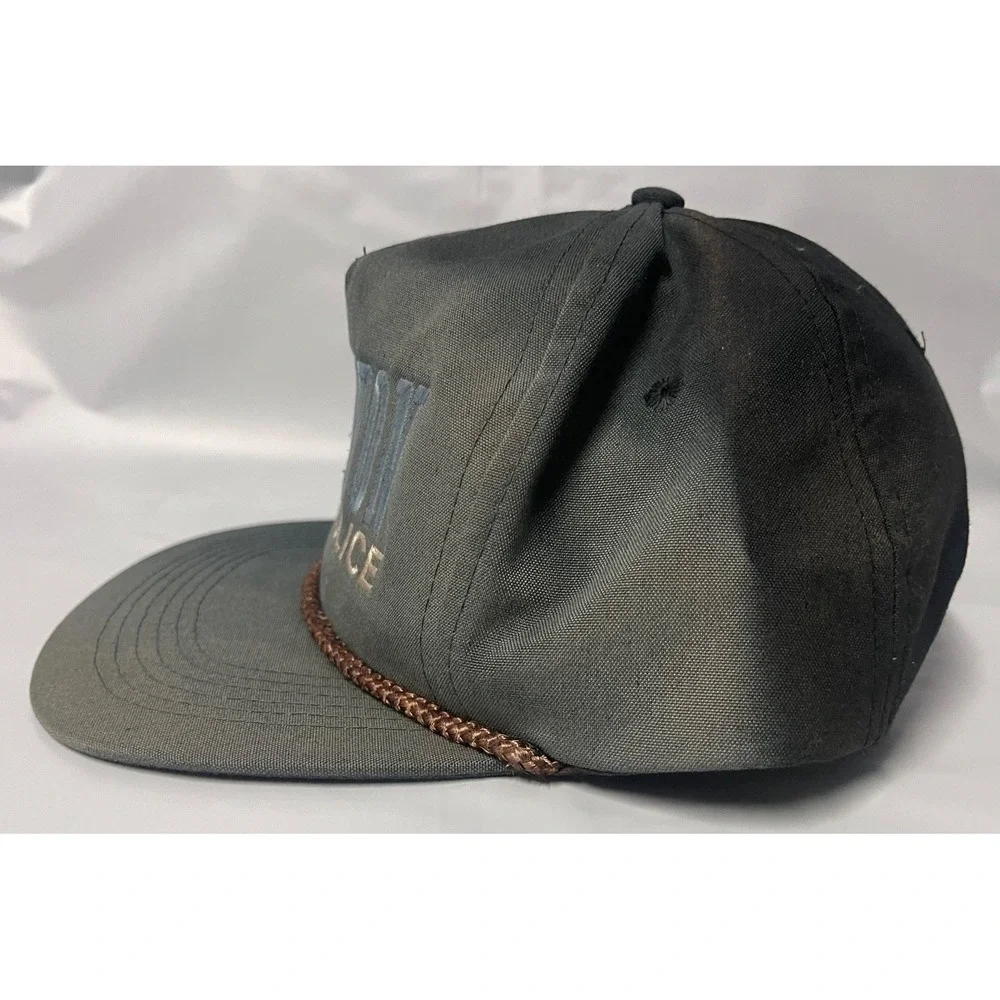 HOUSTON POLICE ROPE HAT VINTAGE FLAT BILL STRUCTURED CROWN BRAIDED ROPE1980S 90S